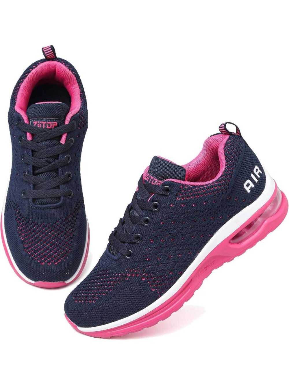 Women's Rose Red Lightweight Breathable Mesh Air Cushion Walking Running Shoes